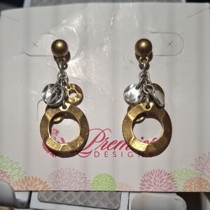 Premier Designs Gold and Silver Dangle Earrings